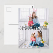 Feestelijke Custom 2-foto's Familie Gelukkig Pasen Briefkaart (Voorkant / Achterkant)
