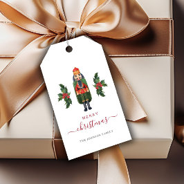 Feestelijke Cute Notenkraker Prettig Kerstfeest Cadeaulabel