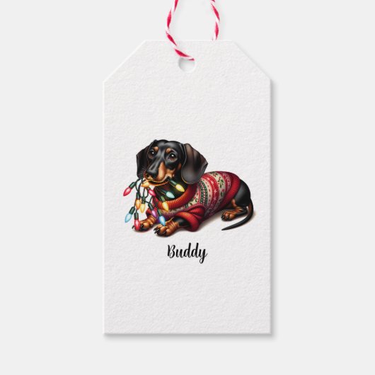 Feestelijke Dachshund Delight Gift Label Cadeaulabel (Voorkant)