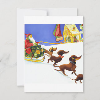 Feestelijke Dachshund en Kerstman die Waterverf Ch Feestdagenkaart