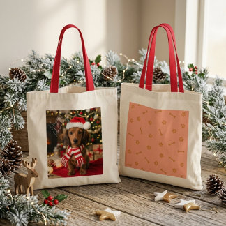 Feestelijke Dachshund Kerstman Hoed Knus Vakantie Tote Bag