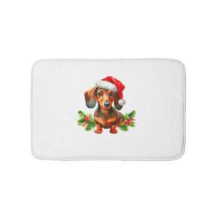 Feestelijke Dachshund schilderij - Holiday Doxie Badmat