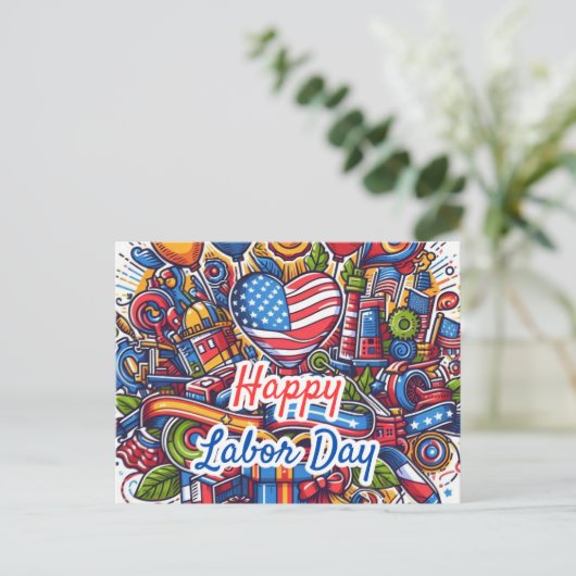 Feestelijke Dag van de Arbeid Briefkaart (Staand voorkant)