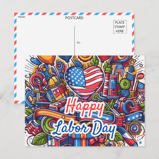 Feestelijke Dag van de Arbeid Briefkaart (Voorkant / Achterkant)