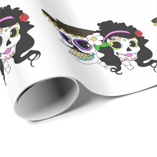 Feestelijke dag van de dode kunst cadeaupapier (Rol Hoek)