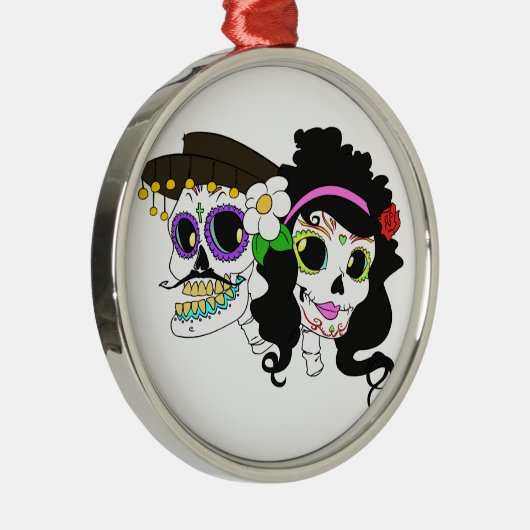 Feestelijke dag van de dode kunst metalen ornament (Rechts)