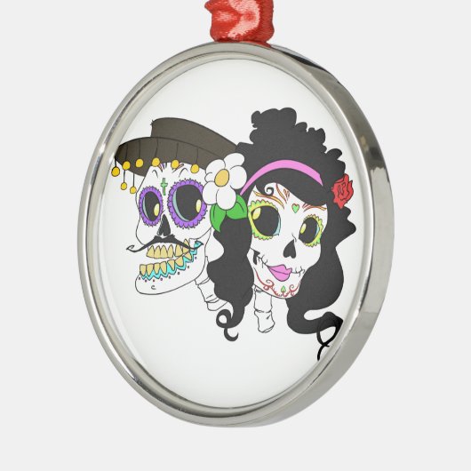 Feestelijke dag van de dode kunst metalen ornament (Links)