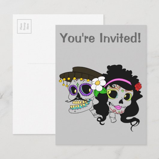 Feestelijke Dag van de Doden Kunst Uitnodiging Briefkaart (Voorkant / Achterkant)
