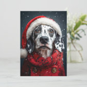 Feestelijke Dalmatiër in Kerstman Uitdossing Kaart (Staand voorkant)