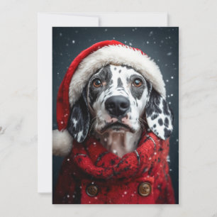 Feestelijke Dalmatiër in Kerstman Uitdossing Kaart