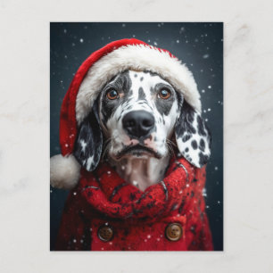 Feestelijke Dalmatiër in Santa Attire Briefkaart
