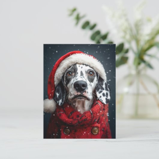 Feestelijke Dalmatiër in Santa Attire Briefkaart (Staand voorkant)
