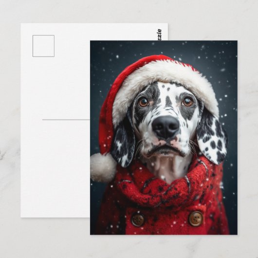 Feestelijke Dalmatiër in Santa Attire Briefkaart (Voorkant / Achterkant)