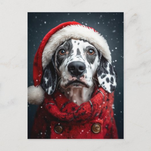 Feestelijke Dalmatiër in Santa Attire Briefkaart (Voorkant)