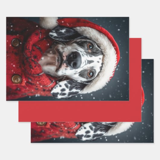 Feestelijke Dalmatiër in Santa Attire Inpakpapier Vel (Set)