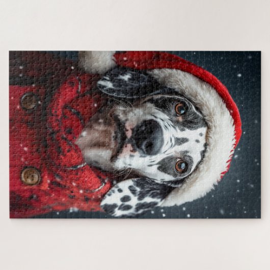 Feestelijke Dalmatiër in Santa Attire Legpuzzel (Horizontaal)