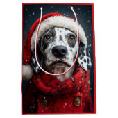 Feestelijke Dalmatiër in Santa Attire Medium Cadeauzakje (Voorkant)