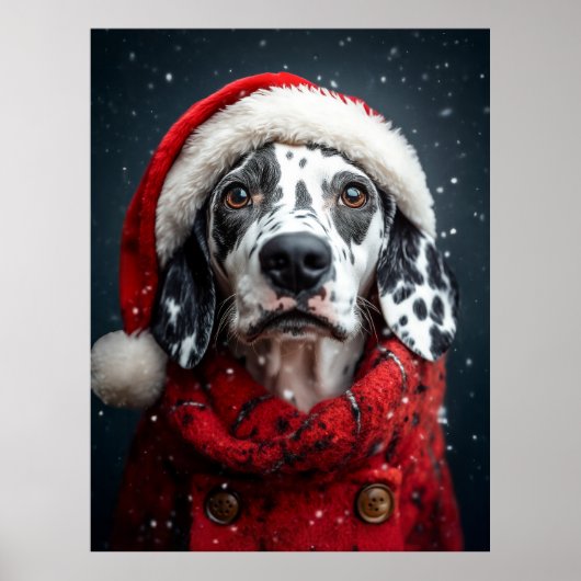 Feestelijke Dalmatiër in Santa Attire Poster (Voorkant)