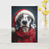 Feestelijke Dalmatiër in Sinterklaas Uitrusting Kaart (Gele Bloem)