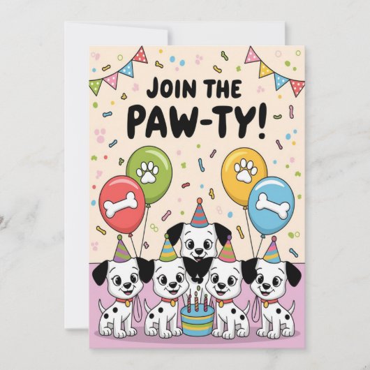 Feestelijke Dalmatische Verjaardagsuitnodiging Kaart (Voorkant)