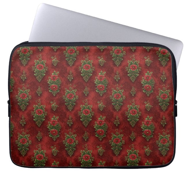 Feestelijke damast laptop sleeve (Voorkant)