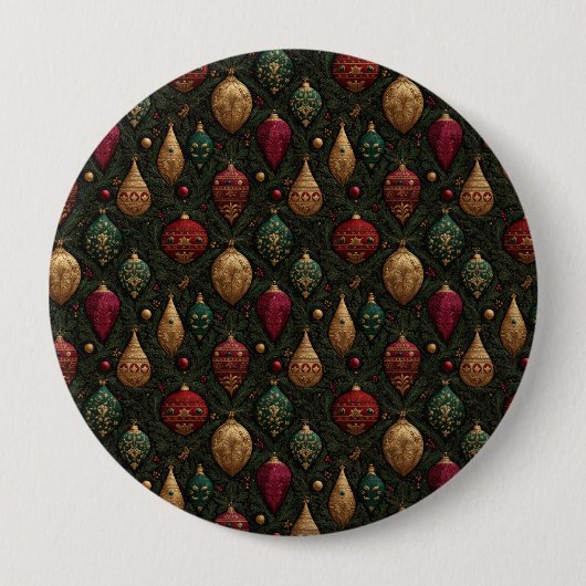 Feestelijke Damast  Ronde Button 4,0 Cm (Voorkant)