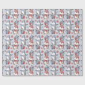 Feestelijke dansende pinguïns in de winter cadeaupapier (Vlak)