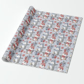 Feestelijke dansende pinguïns in de winter cadeaupapier (Uitgerold)