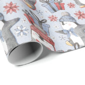 Feestelijke dansende pinguïns in de winter cadeaupapier (Rol Hoek)