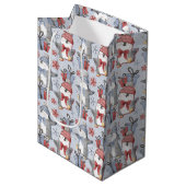 Feestelijke dansende pinguïns in de winter medium cadeauzakje (Voorkant Gekanteld)