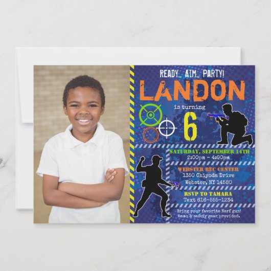 Feestelijke Dart Tag Dart Wars Verjaardagsuitnodig Kaart (Voorkant)