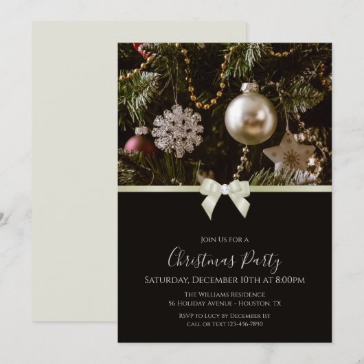 Feestelijke Decoraties, Lint & Juweel Bow Kerstmis Kaart (Voorkant / Achterkant)