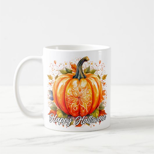 Feestelijke decoratieve Happy Halloween pompoen Koffiemok (Links)