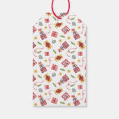 Feestelijke dennen en Cadeaus - Gold Merry Christm Cadeaulabel (Achterkant)