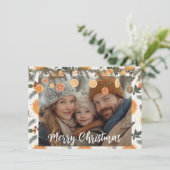 Feestelijke dennen en Sinaasappels Kerst gepersona Kaart (Staand voorkant)