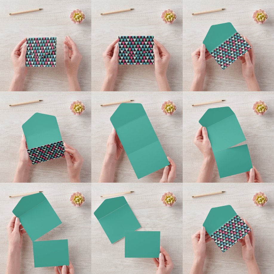 Feestelijke dennendriehoek Mozaïek Abstract Kerst  All In One Uitnodiging