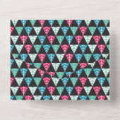 Feestelijke dennendriehoek Mozaïek Abstract Kerst  All In One Uitnodiging (Achterkant)