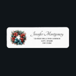 Feestelijke dennenkrans met Holly Christmas Etiket<br><div class="desc">Adresetiketten met een  kerstkrans. Een feestelijk afbeelding met een dennenkrans versierd met rode bloemen,  hulst en een mooie blauwe strik. Heerlijk.</div>