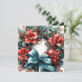 Feestelijke dennenkrans met Holly Christmas Kaart (Staand voorkant)