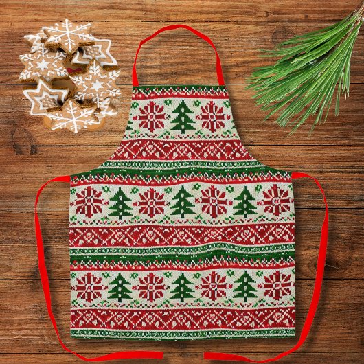 Feestelijke dennenmotieven schort