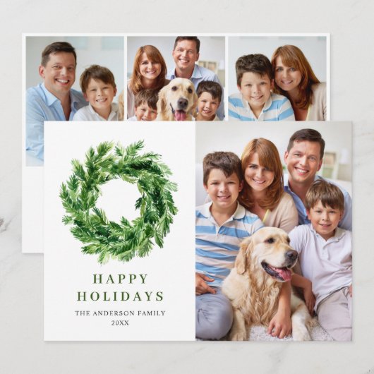 Feestelijke dennentak krans Kerstmis dennenboom 4  Feestdagenkaart (Voorkant / Achterkant)