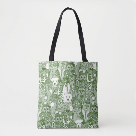 Feestelijke dieren groen tote bag (Voorkant)