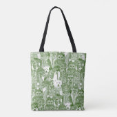 Feestelijke dieren groen tote bag (Achterkant)