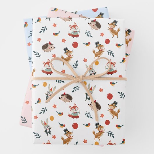 Feestelijke dieren inpakpapier vel (In situ)