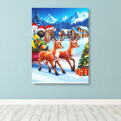 Feestelijke dieren Kerst Canvas Art 18"x24"Design (Insitu (Houten vloer))