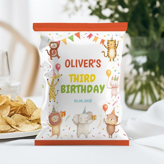 Feestelijke Dieren Verjaardags Zak Chips Wrapper Flyer