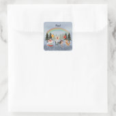 Feestelijke dieren vierkante sticker (Tas)