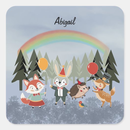 Feestelijke dieren vierkante sticker (Voorkant)