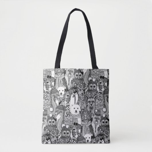 Feestelijke dieren zwart tote bag (Voorkant)