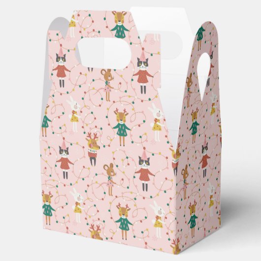 Feestelijke Dierenvrienden Kerstpatroon Bedankdoosjes (Geopend)